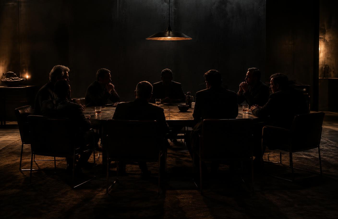 A private circle of founders gathered around a dark table